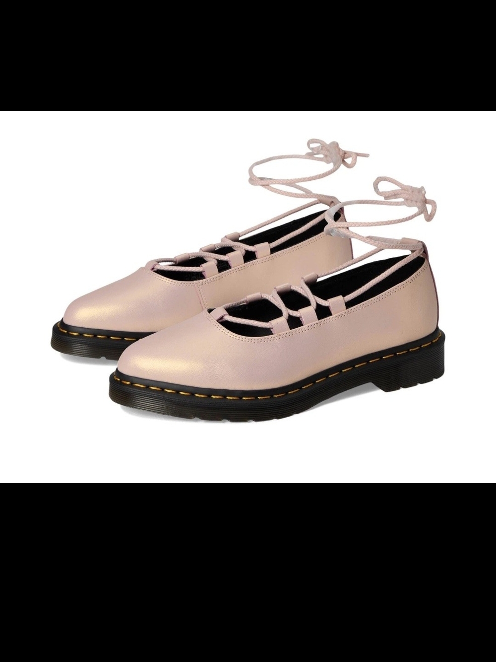 Dr. Martens Elphie II Womens Ballet Flats Powder Pink Gold Iridescent Leather